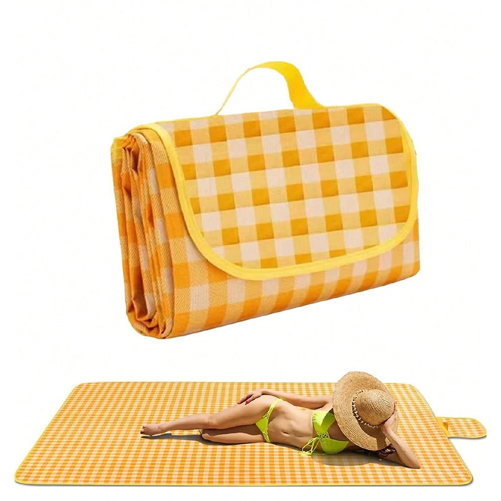 Picnic Blanket Beach Mat Washable Lightweight with Handle Red Checkered for Hiking Travelling Outdoor Camping Parks thumbnail 6