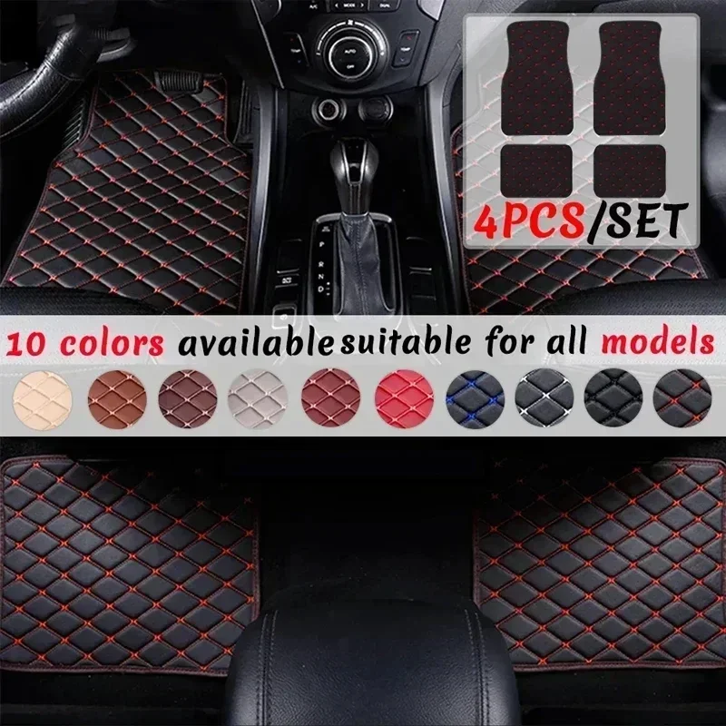 4pcs Car Floor Mats Universal Waterproof Front Rear Full Set Auto Rugs Leather Car Carpet Accessories Interior thumbnail 3