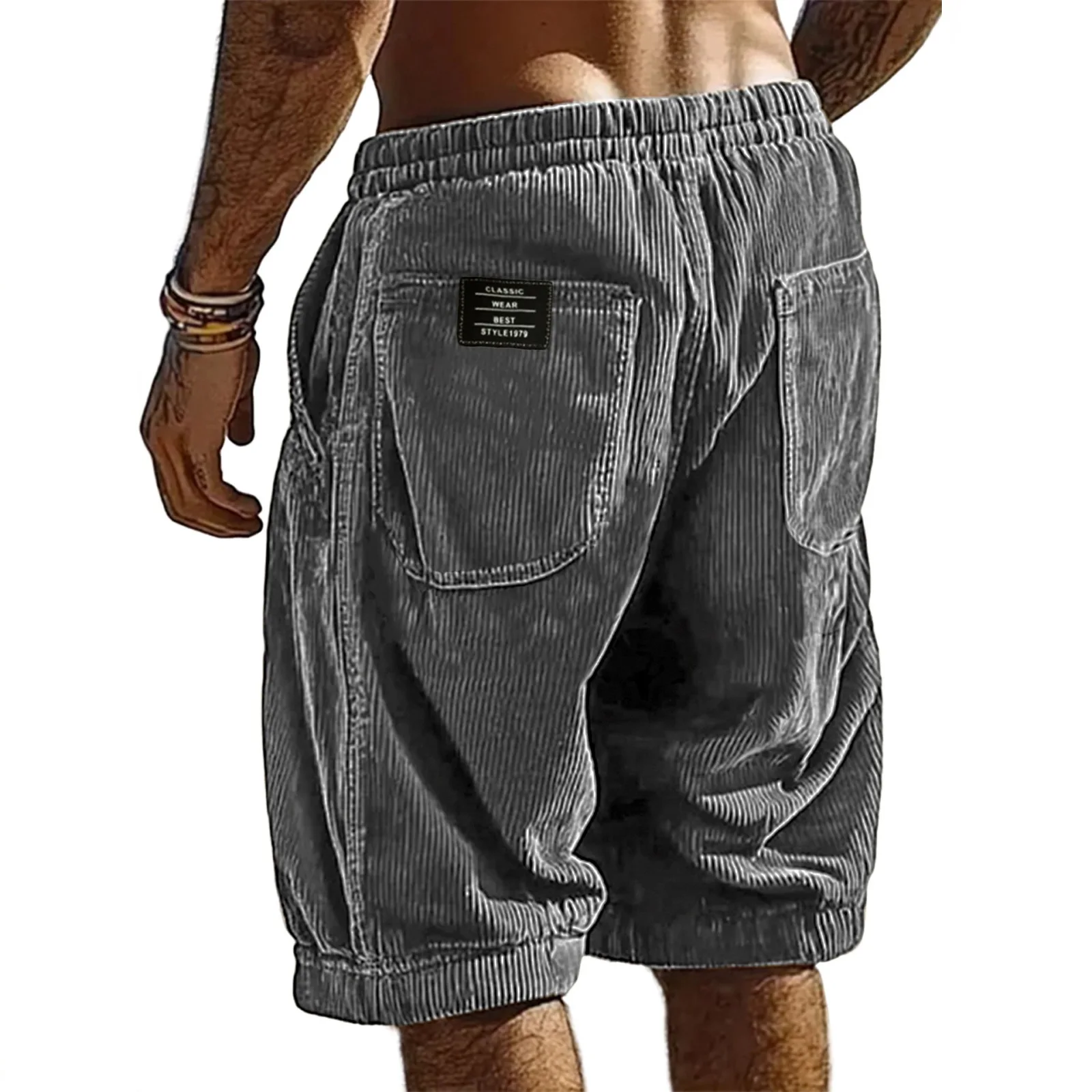 2026 New Men's Retro Corduroy Casual Shorts Men Fashion Solid Sweatpants Harajuku Corduroy Short Pants New Men Clothing Roupas thumbnail 4