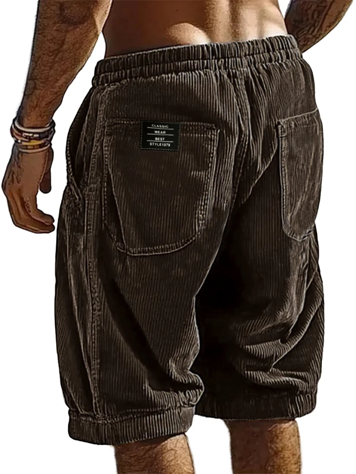 2026 New Men's Retro Corduroy Casual Shorts Men Fashion Solid Sweatpants Harajuku Corduroy Short Pants New Men Clothing Roupas thumbnail 3