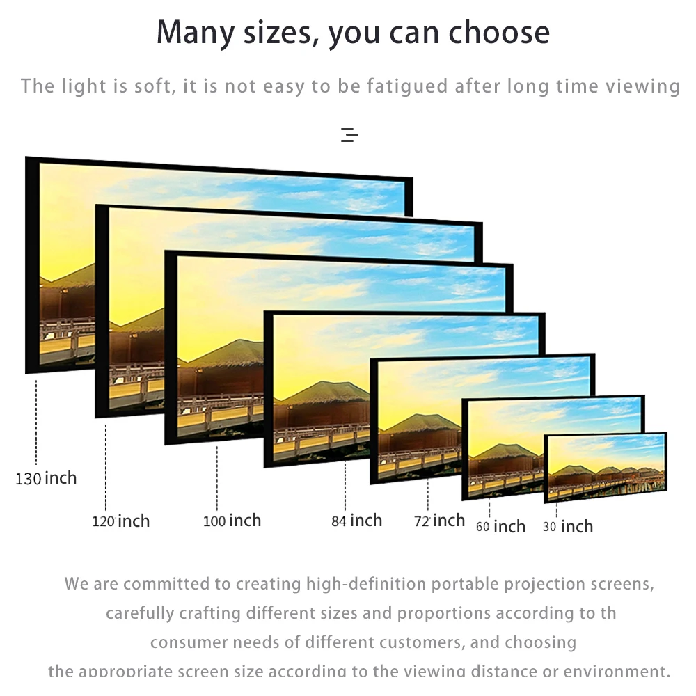 LEJIADA New 16:9 Anti-Light Projector Screen Black Border With Holes Metal Grey Portable ±30° Wide Viewing Angle Home 60-133Inch thumbnail 4