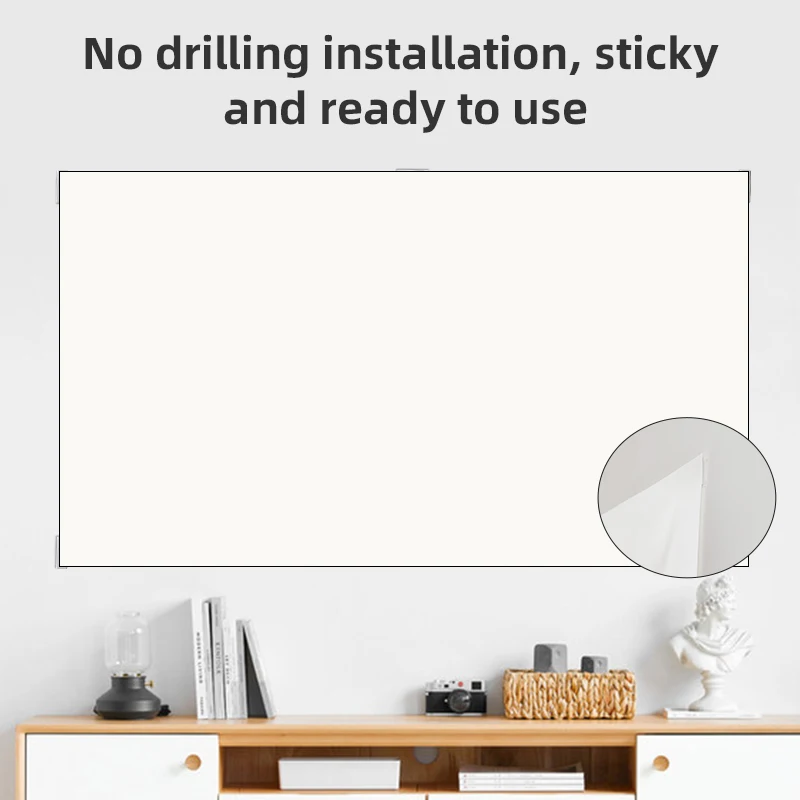 LEJIADA 16:9 Anti-Light Increase Brightness Projector Screen White Grid 160 ° Viewing Angle 60-130inch No Holes Portable Home thumbnail 4