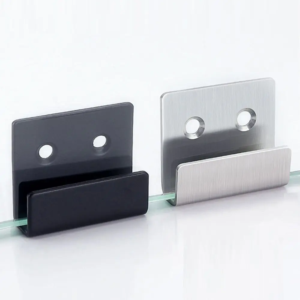 2Pcs Stainless Steel Hanging Code Wall Fixing Clip U Shape Tile Mirror Board Display Rack Multifunction Firm Hook Accessories thumbnail 2