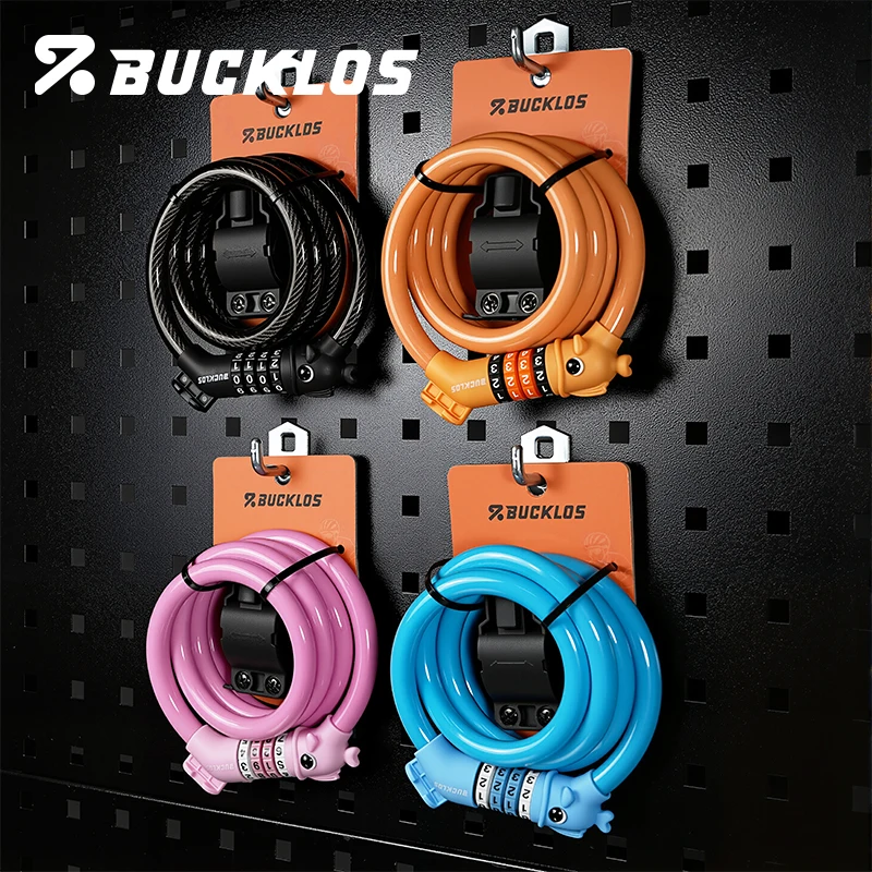 BUCKLOS Anti-theft Bicycle Lock 1.2M Bicycle Password Lock 4 Digit Password for MTB E-Bike Steel Cable Locks Bicycle Accessories