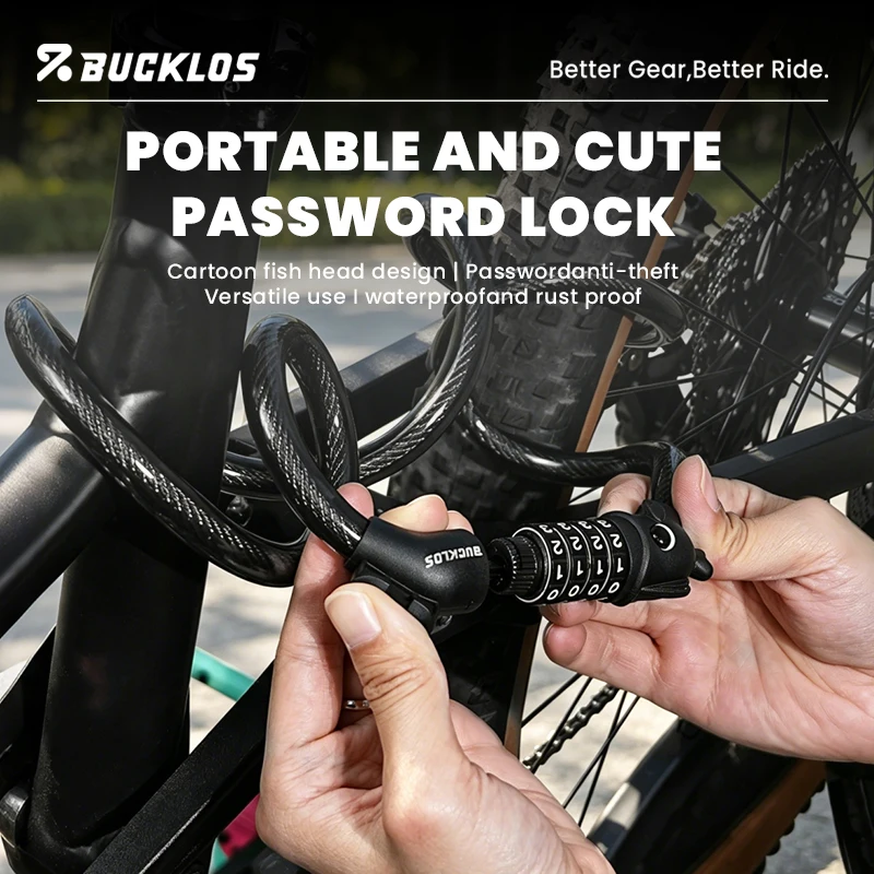 BUCKLOS Anti-theft Bicycle Lock 1.2M Bicycle Password Lock 4 Digit Password for MTB E-Bike Steel Cable Locks Bicycle Accessories thumbnail 2