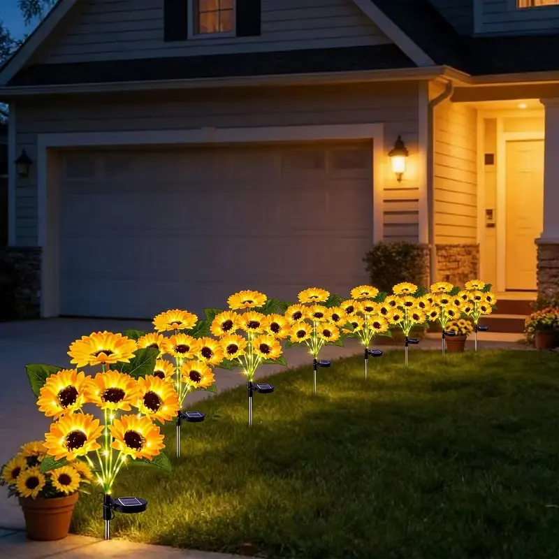 Solar Garden Lights Outdoor Sunflowers Garden Decor Lawn Lamp Waterproof Outdoor Decorations for Landscape Ard Patio Fence thumbnail 3