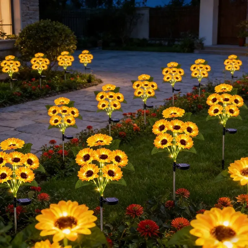 Solar Garden Lights Outdoor Sunflowers Garden Decor Lawn Lamp Waterproof Outdoor Decorations for Landscape Ard Patio Fence thumbnail 4