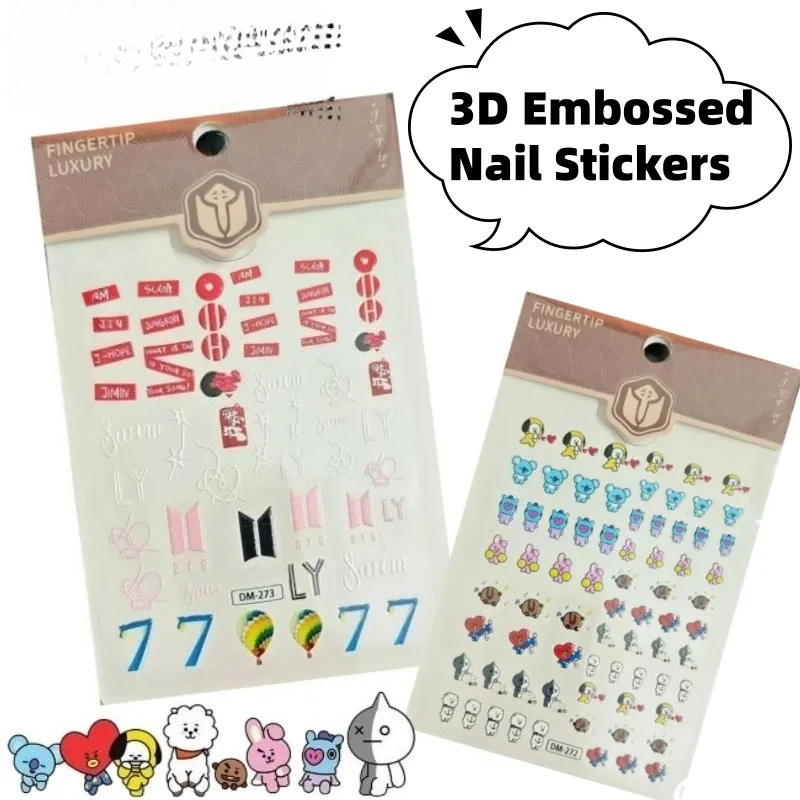 New Personalized Cartoon Embossed Nail Stickers Creative High-Value Anime Character Peripheral Nail Decorations