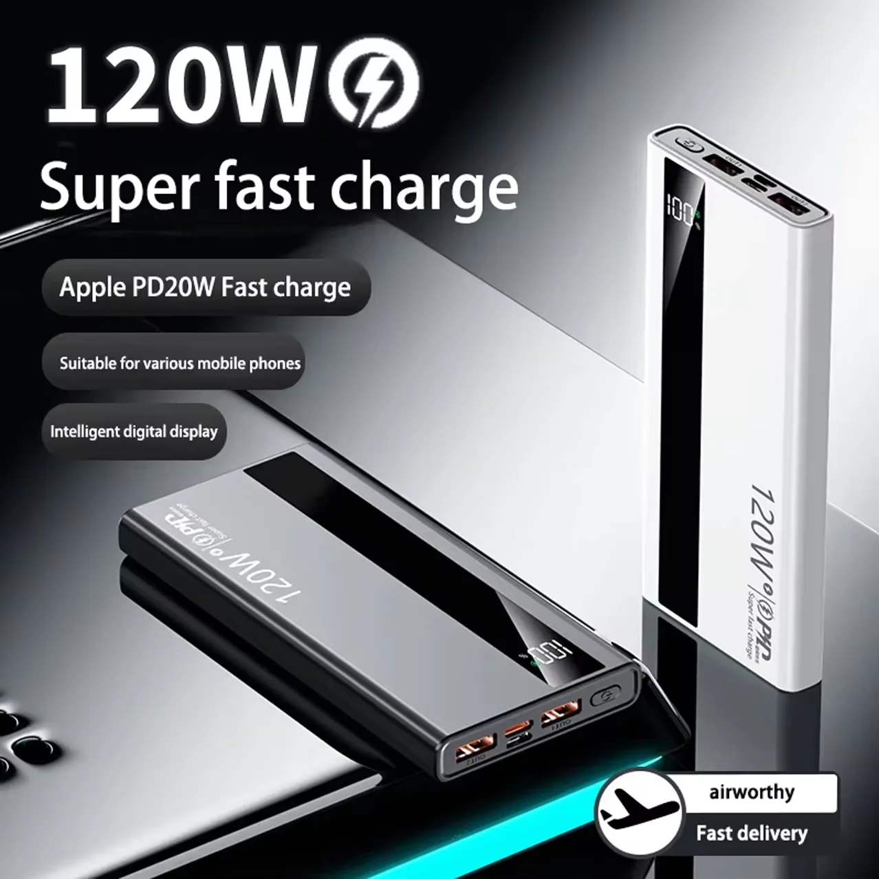 Lenovo 120W 500000mAh High Capacity Power Bank Super Fast Charging Power Bank Portable Battery Charger For iPhone Samsung Xiaomi thumbnail 5