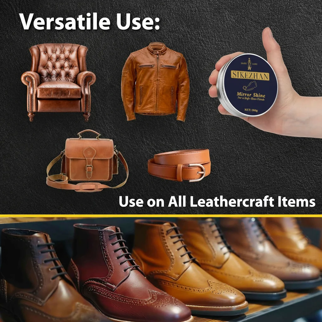 Neutral Shoe Polish Wax Leather Care Paste And Wooden Handle Horsehair Dauber Brush Kit For Boots Cleaning Mirror Shine Finishes thumbnail 3