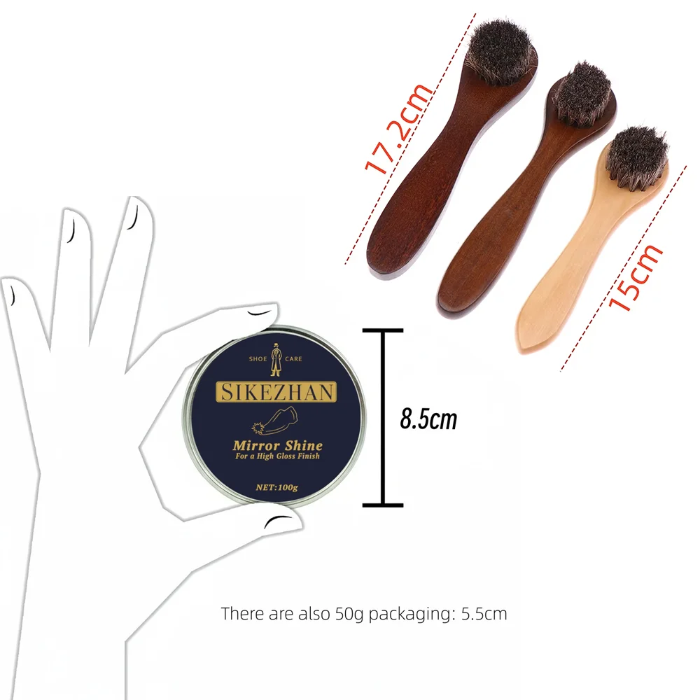 Neutral Shoe Polish Wax Leather Care Paste And Wooden Handle Horsehair Dauber Brush Kit For Boots Cleaning Mirror Shine Finishes thumbnail 6