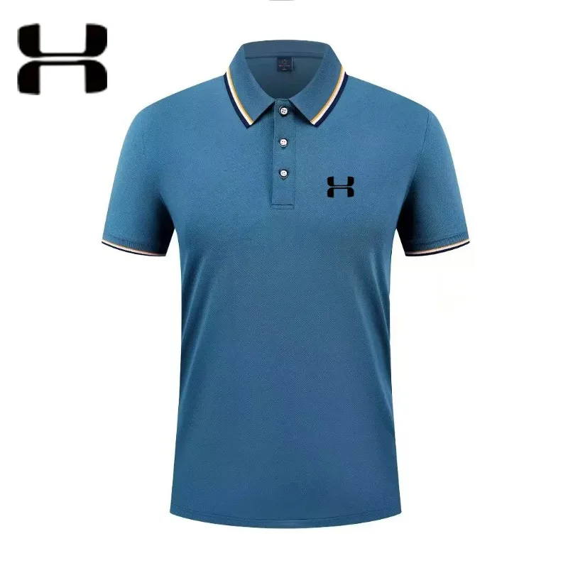New men's business casual short sleeved printed solid color POLO shirt, fashionable, breathable, comfortable, summer versatile t