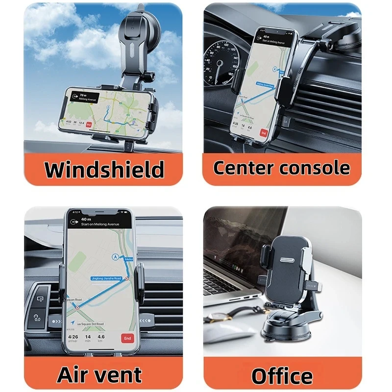 2Pcs Universal Car Phone Holder Suction Cup Stable In Car Navigation Phone Mount Stand thumbnail 2