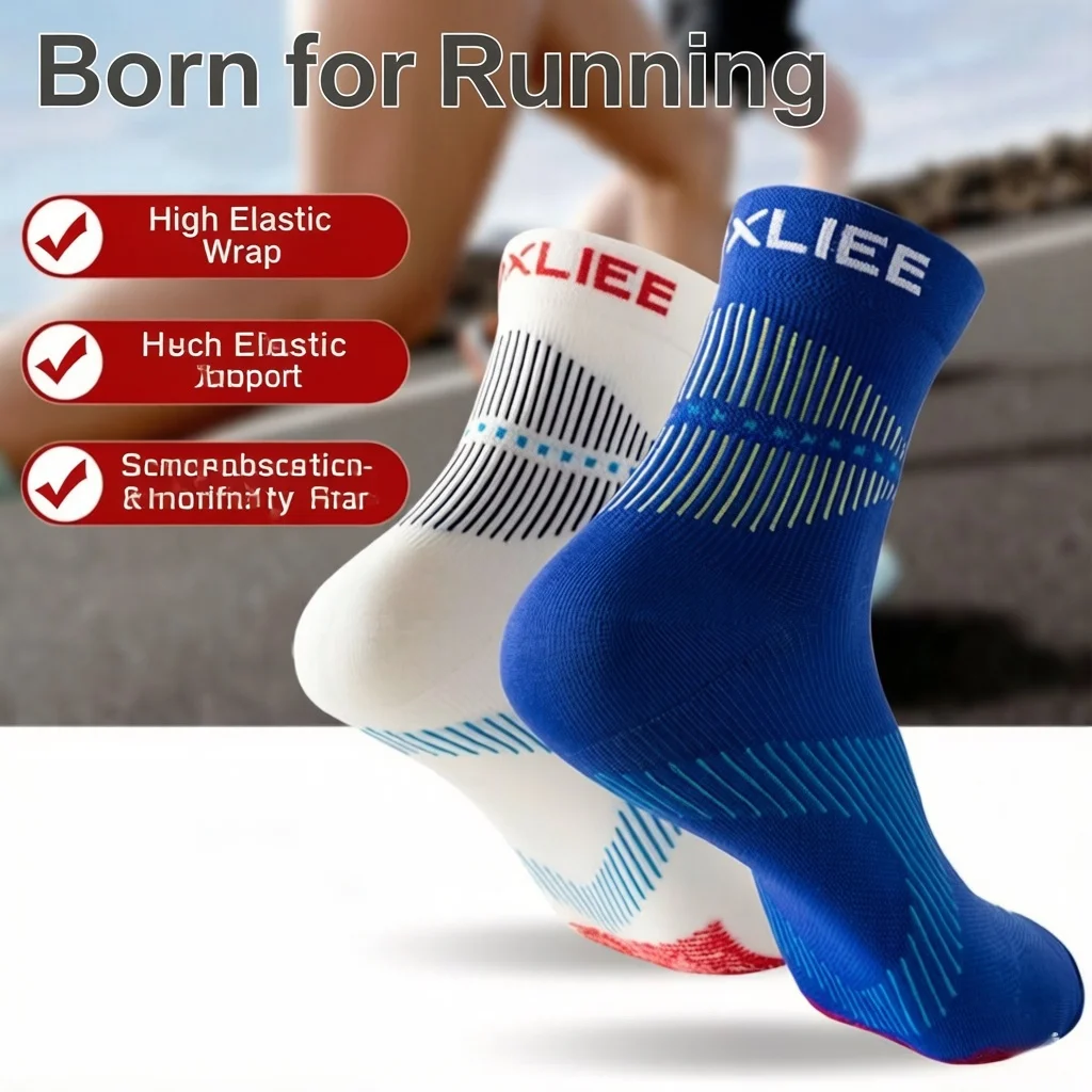 WRELS 1/2/3 Pairs Running Socks Moisture Wicking Breathable Athletic Socks Cushioned Low Cut Compression Socks Outdoor Sports thumbnail 3