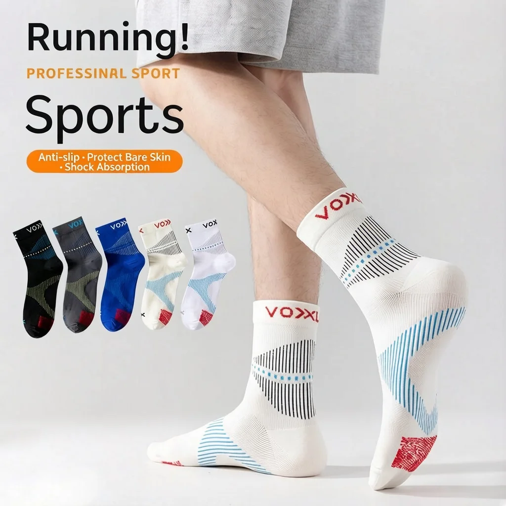 WRELS 1/2/3 Pairs Running Socks Moisture Wicking Breathable Athletic Socks Cushioned Low Cut Compression Socks Outdoor Sports thumbnail 2
