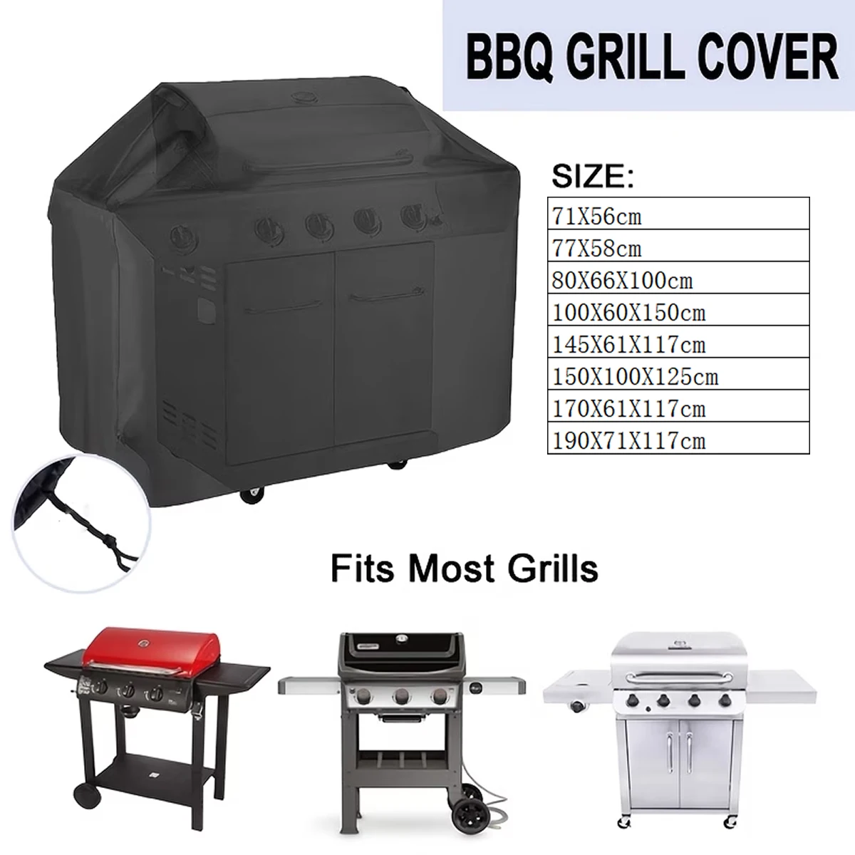 Large Grill Cover, Heat Resistant Black, Heavy Duty Grill Cover for Gas Grill, BBQ Accessories