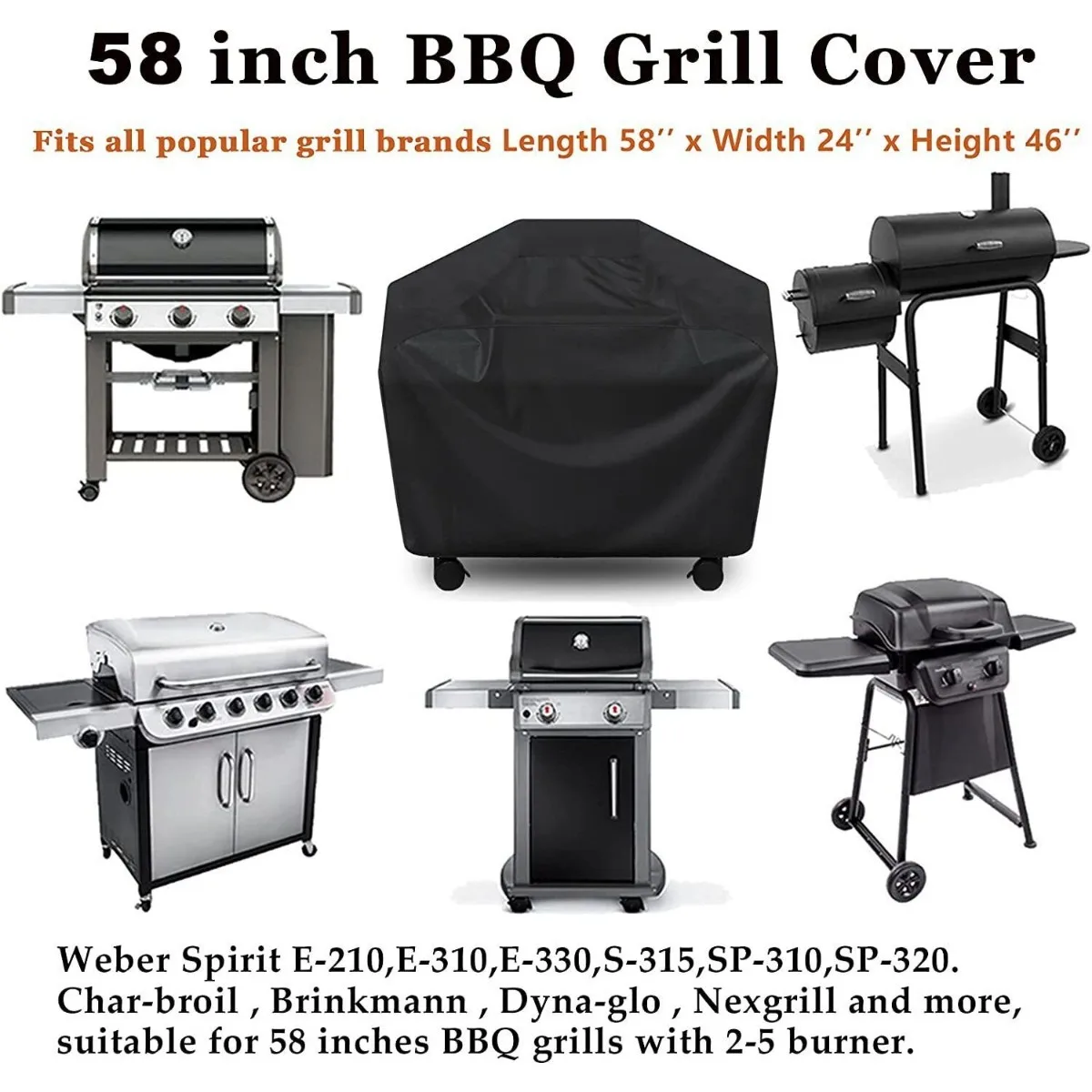 Large Grill Cover, Heat Resistant Black, Heavy Duty Grill Cover for Gas Grill, BBQ Accessories thumbnail 6