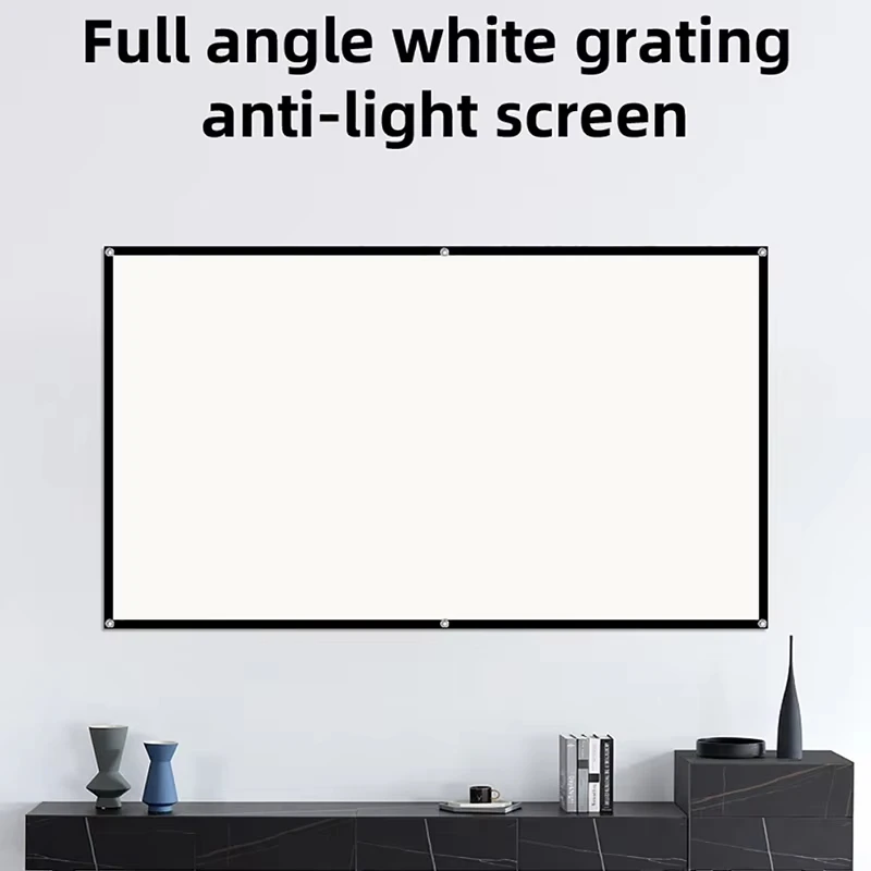 LEJIADA Anti-Light Increase Brightness HD 16:9 Projector Screen 160° Viewing Angle Black Border With Holes White Grid 60-130inch thumbnail 6