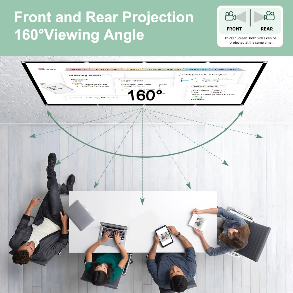 LEJIADA Anti-Light Increase Brightness HD 16:9 Projector Screen 160° Viewing Angle Black Border With Holes White Grid 60-130inch thumbnail 3