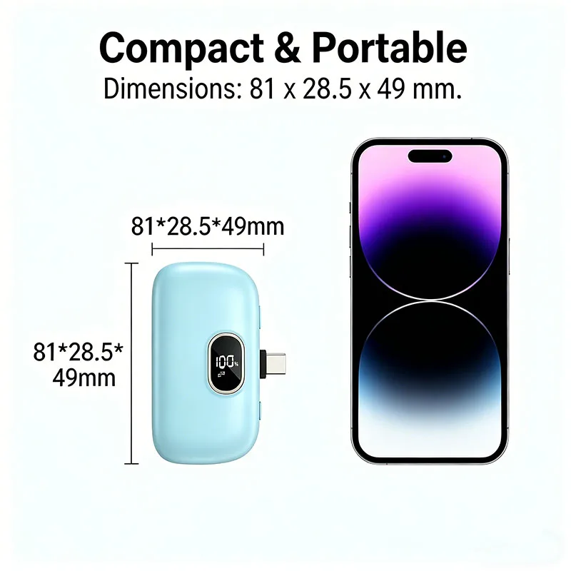 파워뱅크 mini20W fast charging power bank, 5000mAh capsule power bank, iPhone 17/16/15/14 Xiaomi/Samsung/Huawei/Android phones/VIVO thumbnail 5