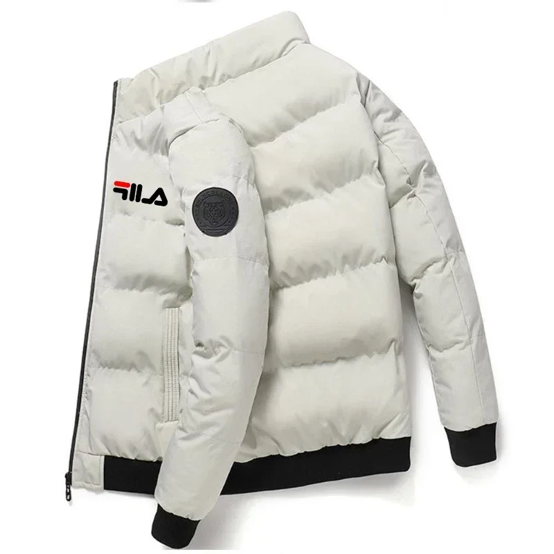 2026 Autumn Winter Men's Thick Warm Jacket Fashion Printed Windproof Coat Casual Zip Up Outerwear Male Parkas M-5XL