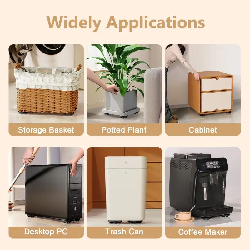 Eary 4pcs Adjustable Movable Furniture Chair Leg Furniture Foot Pads with 5 Wheel Rollers Washing Machine Riser Bed Sofa Booster thumbnail 5