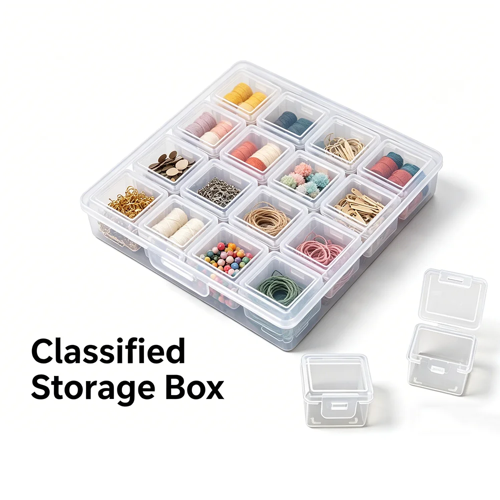 9/16/28 Grids Clear Plastic Storage Box for Beads,Jewelry & Craft Supplies - Portable, Stackable Organizers with Individual Lids thumbnail 2