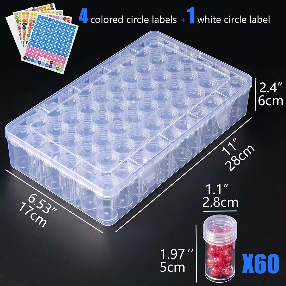 24/30/60-Bottle Diamond Painting Storage Box, Including Number Stickers, Label Stickers, Diy Organization Tools And Funnel. thumbnail 2