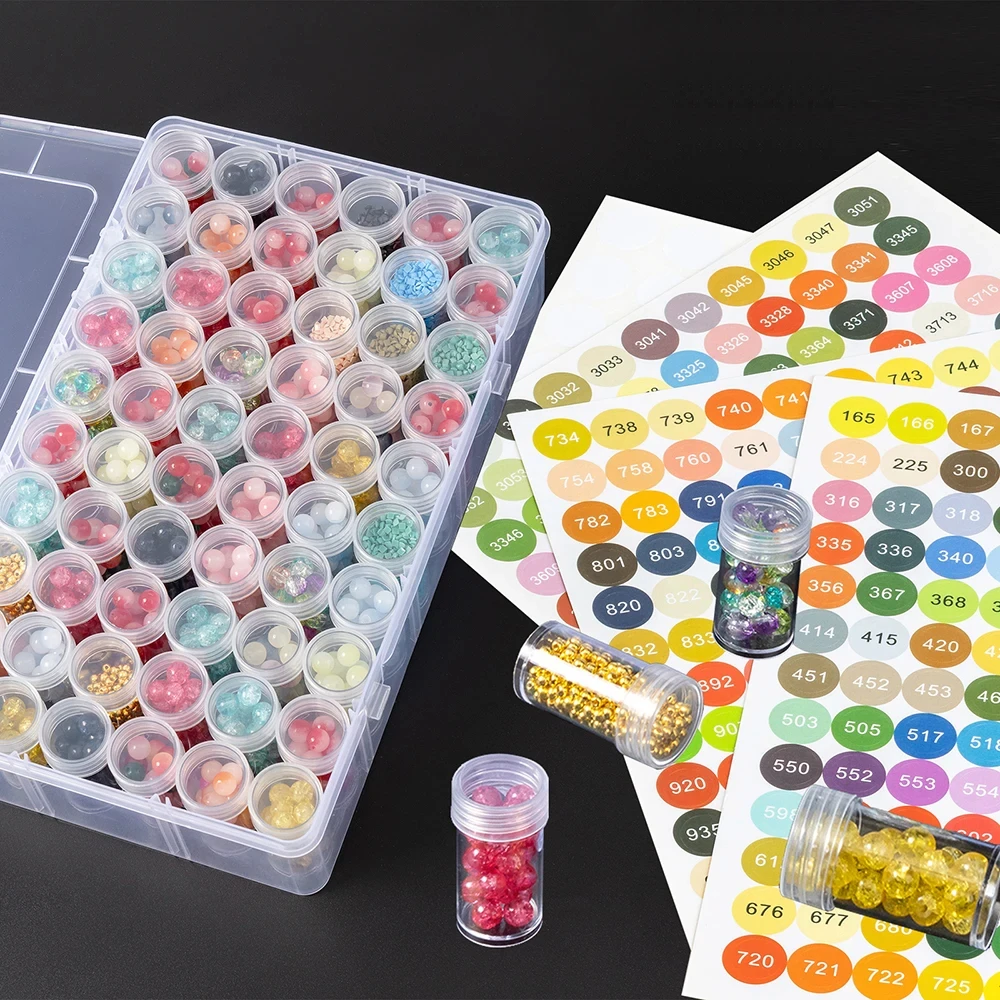 24/30/60-Bottle Diamond Painting Storage Box, Including Number Stickers, Label Stickers, Diy Organization Tools And Funnel. thumbnail 3