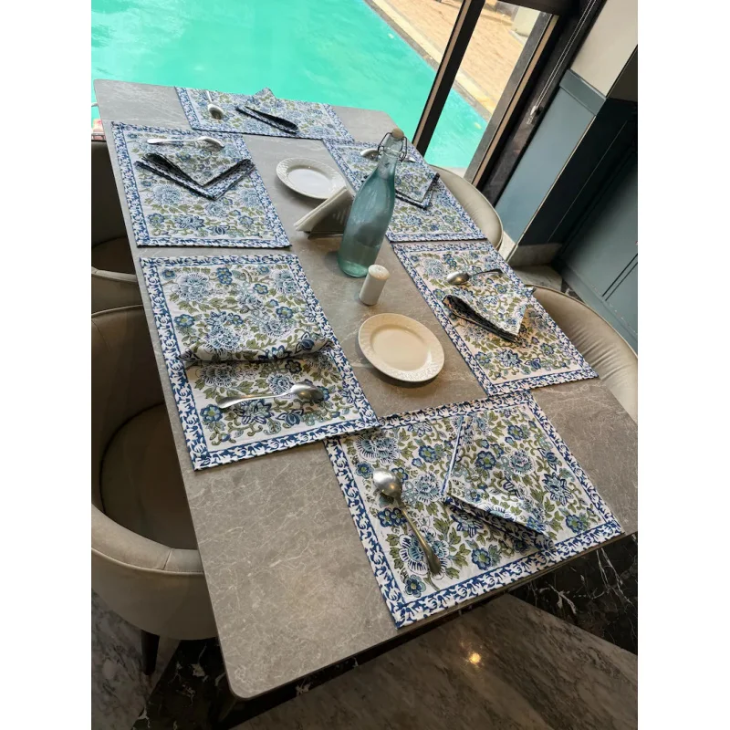 VIKAMA Floral Print Placemat Napkin Set 4Pcs Washable Heat Resistant Table Mat Home Dining Kitchen Decor thumbnail 6