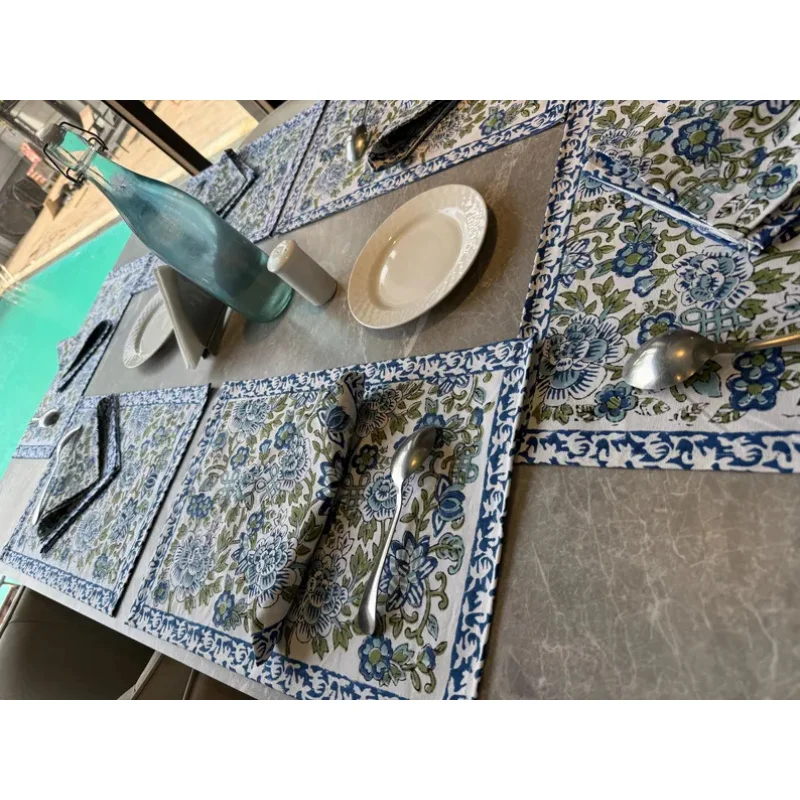 VIKAMA Floral Print Placemat Napkin Set 4Pcs Washable Heat Resistant Table Mat Home Dining Kitchen Decor thumbnail 5