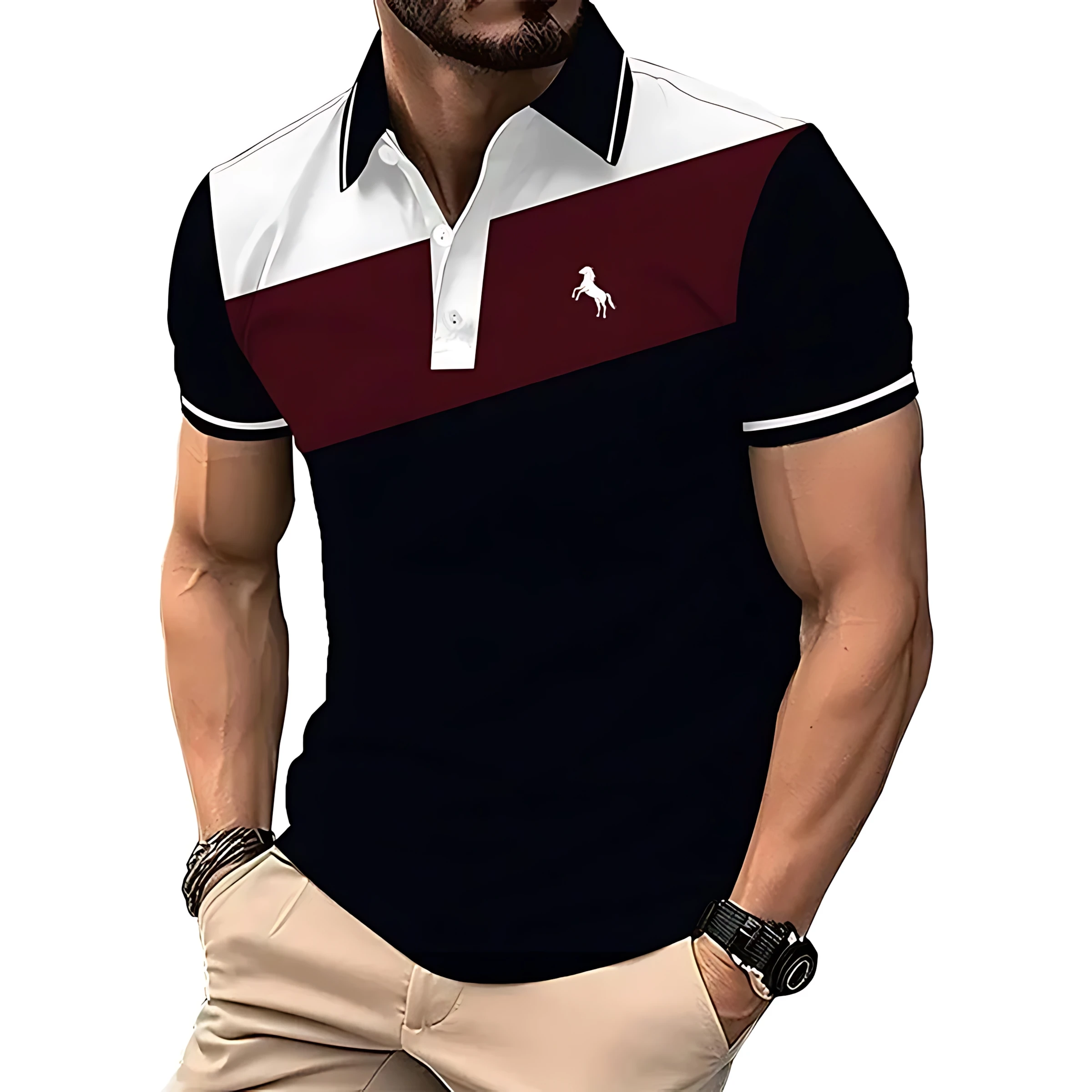 2026 Summer Men's Polo Shirt - 3D Printed Design Breathable Lightweight Comfortable Casual and Fashionable Men's Clothing thumbnail 4