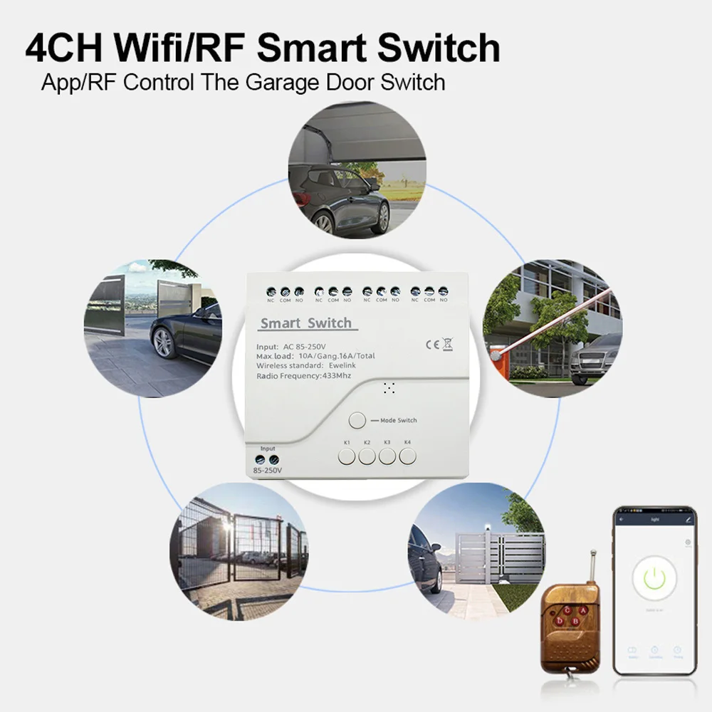 Ewelink Smart Wifi Module Switch 7-32V 85-250V  RF433 Remote Control 4CH DIY Relay Work With Alexa Google Home thumbnail 2