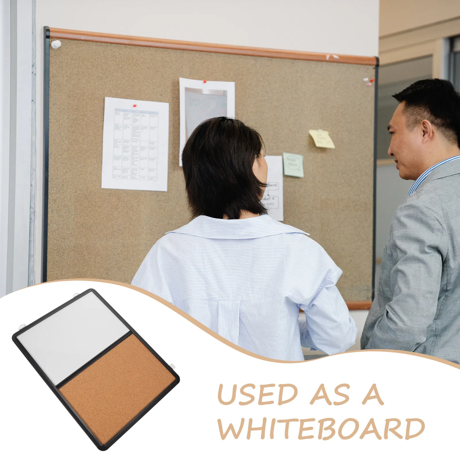 Reusable Dual-Function Cork Board and Whiteboard for Desk Wall Office Classroom Decorative Bulletin Message Display Board thumbnail 4