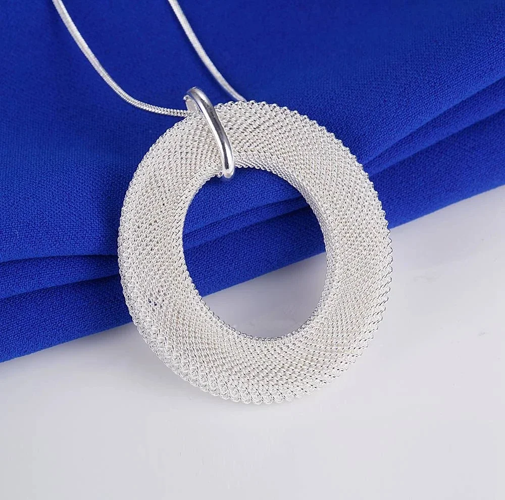 Versatile Jewelry Sets 925 Sterling Silver Vintage Weave Pendant Necklace Earrings for Woman lady Fashion Party Wedding Gifts thumbnail 2