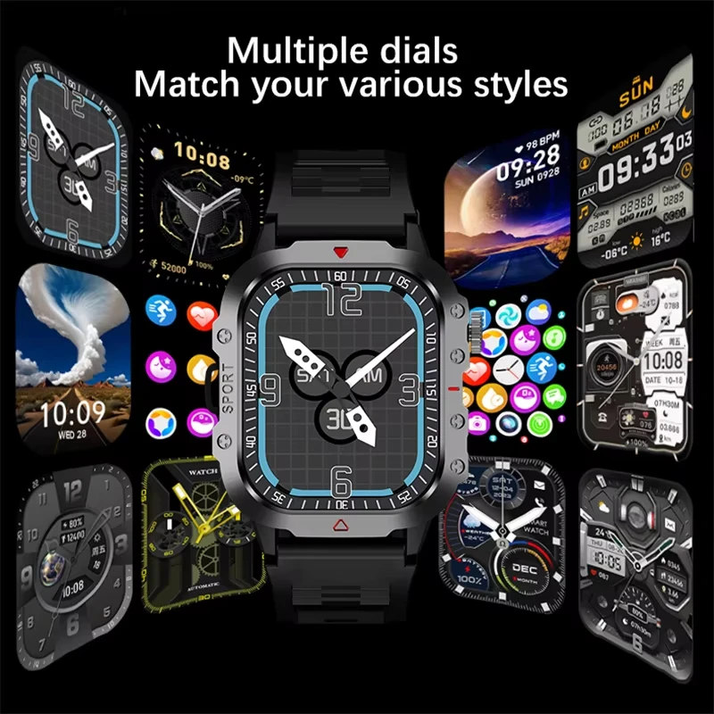 LAXASFIT 2026 New Military Smart Watch Men Outdoor Sports Fitness Tracker Health Monitoring 2.01 Inch Bluetooth Call Smartwatch thumbnail 4