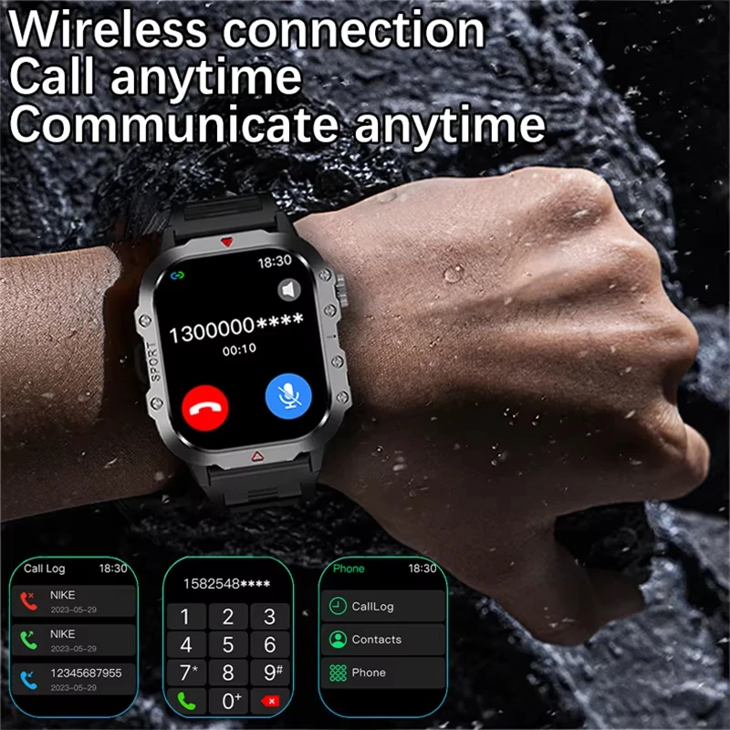 LAXASFIT 2026 New Military Smart Watch Men Outdoor Sports Fitness Tracker Health Monitoring 2.01 Inch Bluetooth Call Smartwatch thumbnail 3
