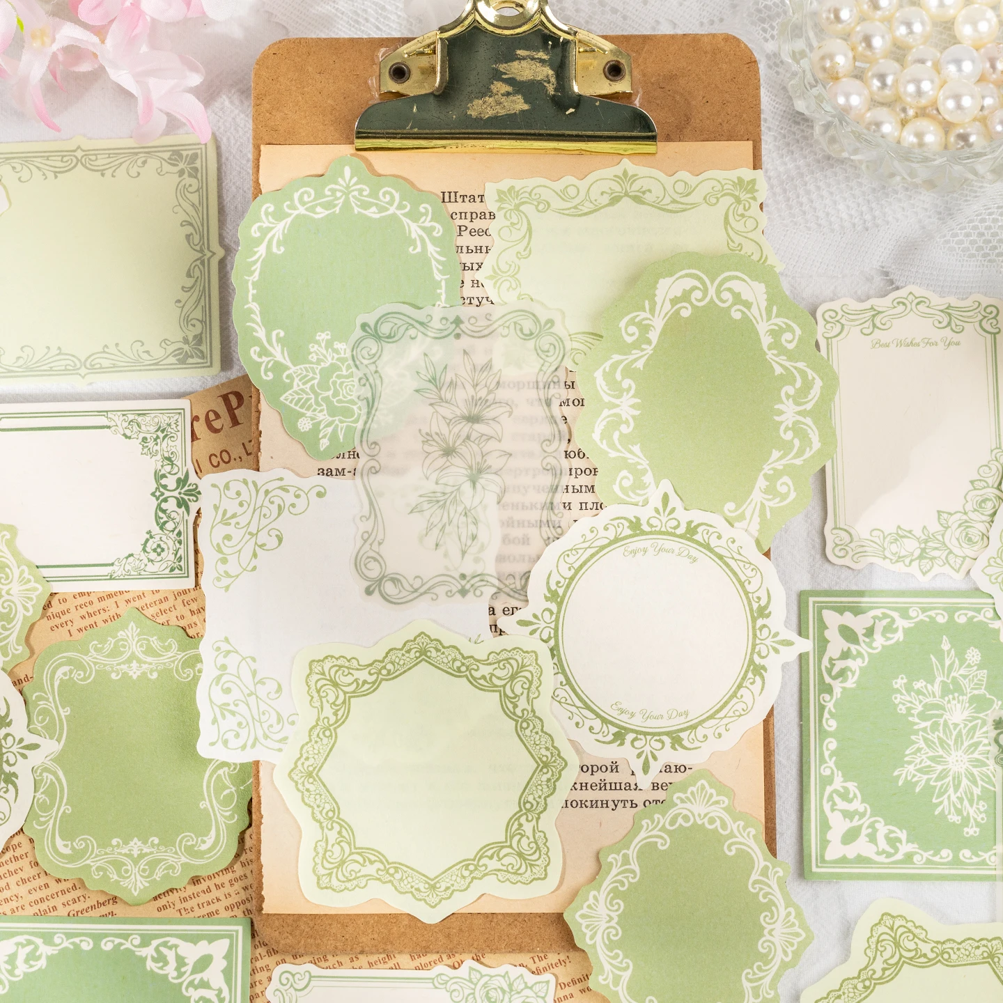30pcs Retro Relief Pattern Non Adhesive Material Decorative Paper DIY Journal Scrapbooking Material Aesthetic Craft Paper thumbnail 5