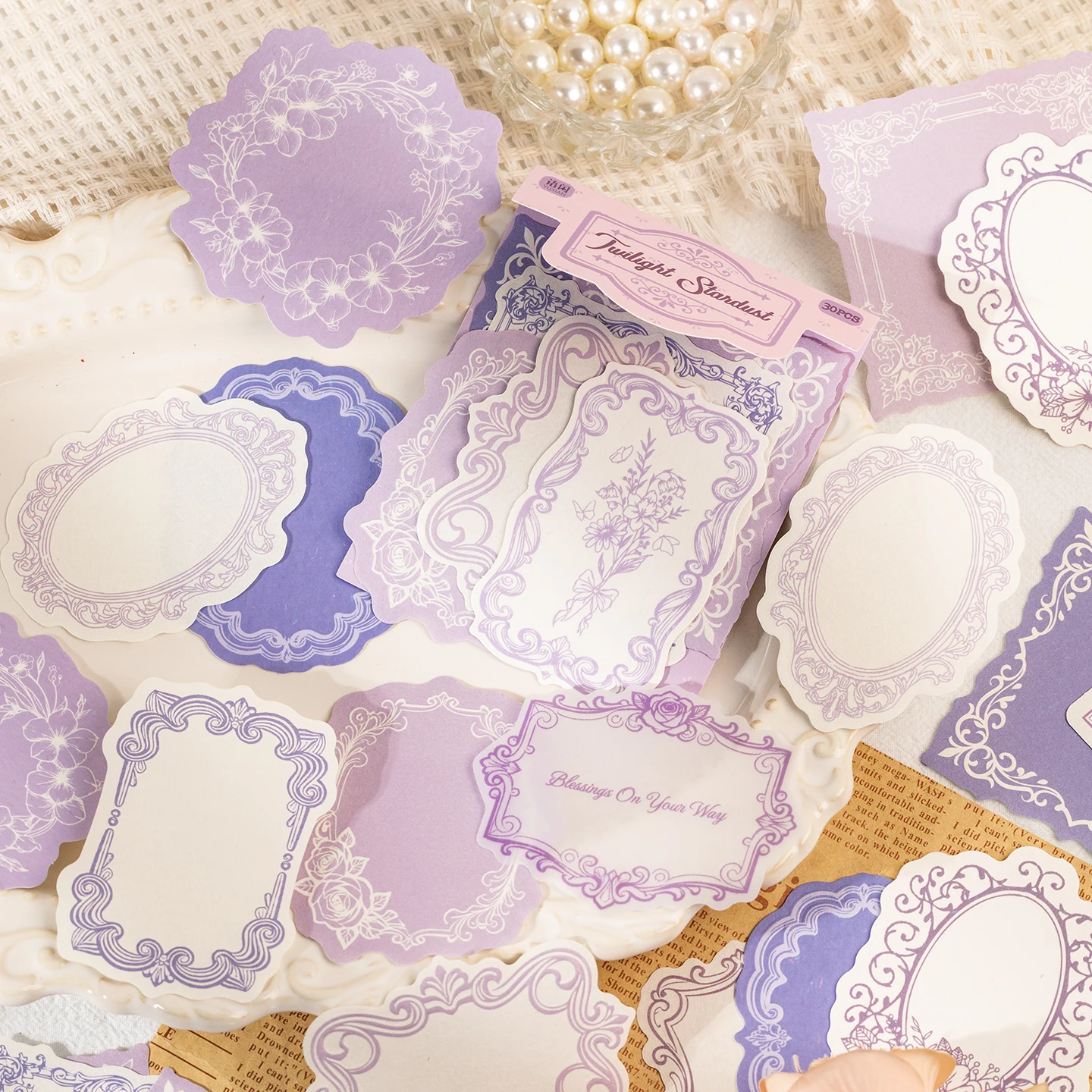 30pcs Retro Relief Pattern Non Adhesive Material Decorative Paper DIY Journal Scrapbooking Material Aesthetic Craft Paper thumbnail 2