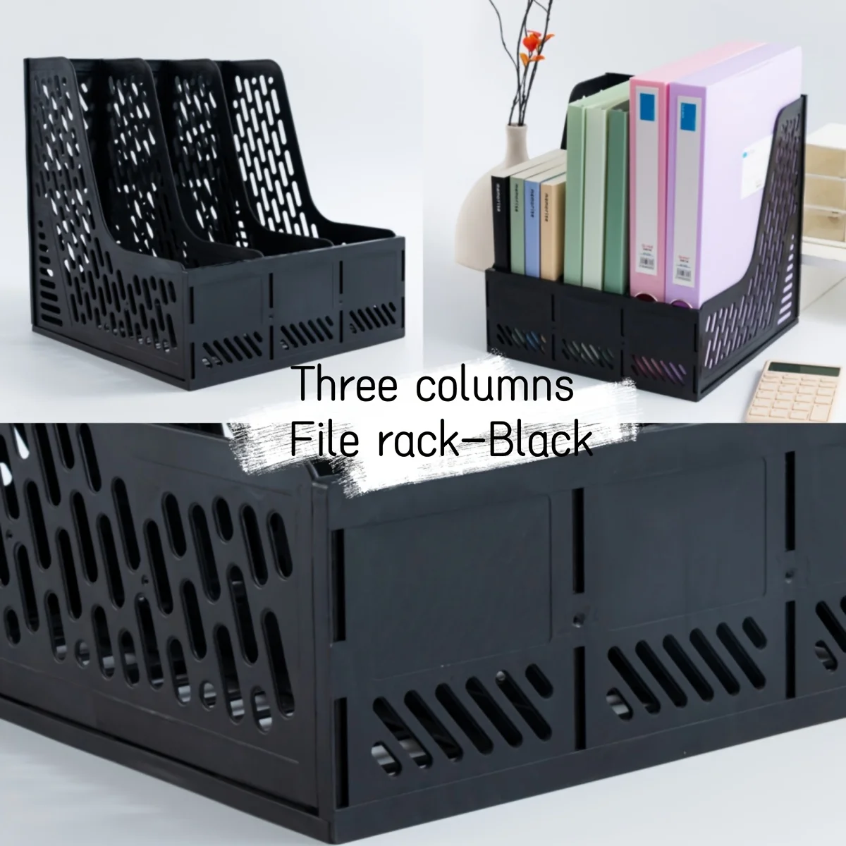 Thickened File Box, Desktop File Rack, Three-Column Organizer Basket for Storing Files, Contracts, Documents, and Books thumbnail 6