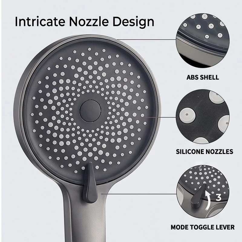 High Pressure Handheld Shower Head with 3 Spray Modes, Black Multi-Function Booster Sprayer thumbnail 4