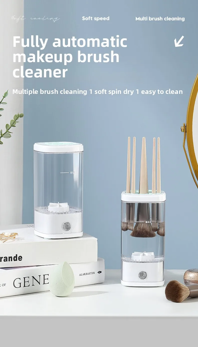 Automatic Makeup Brush Cleaning Machine Electric Cosmetic Tool with Storage Case for Powder Puff Sponge Lazy Beauty Essential