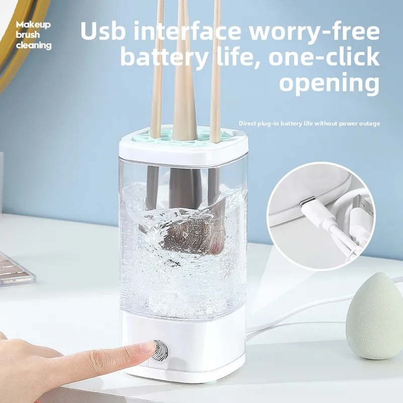 Automatic Makeup Brush Cleaning Machine Electric Cosmetic Tool with Storage Case for Powder Puff Sponge Lazy Beauty Essential thumbnail 3