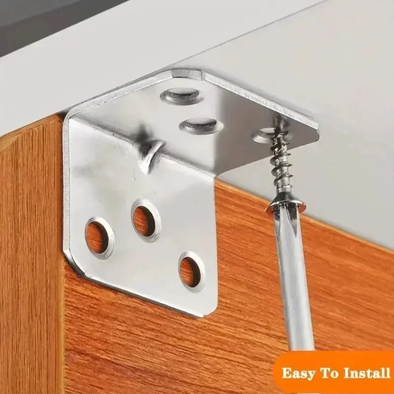 60/10PCS Universal Stainless Steel Corner Bracket 90 Degree Right Angle Fixed Bracket Wood Furniture Bedframe Cabinet Accessorie thumbnail 3