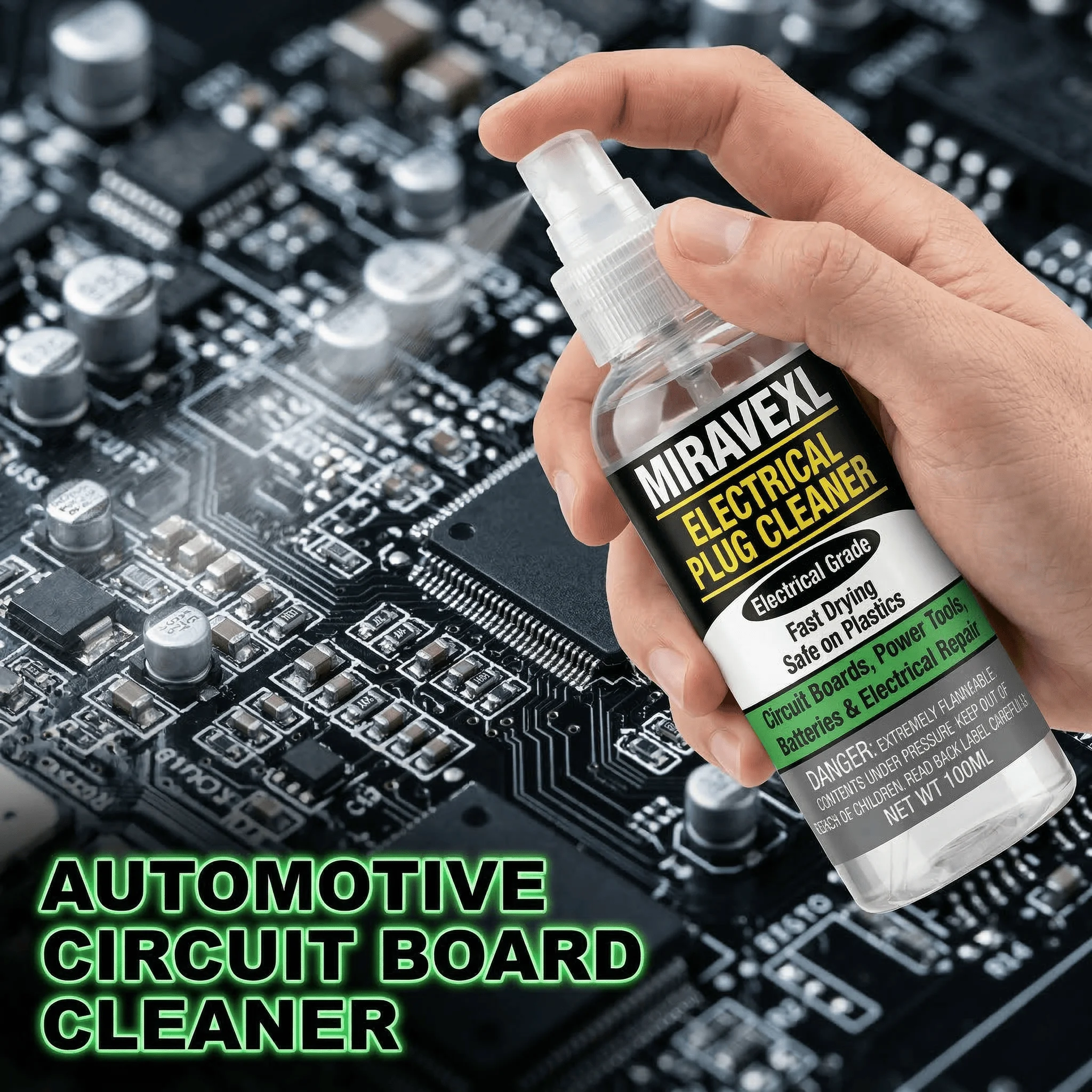 Fast-Drying Electrical Contact Cleaner Spray MIRAVEXL, Degreaser for Automotive Plugs, Circuit Board Electronic Maintenance thumbnail 3