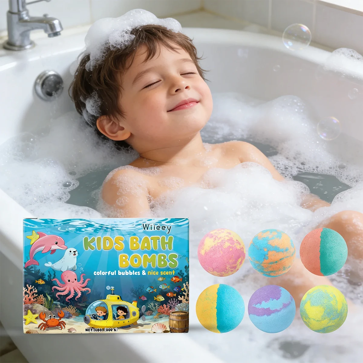 Kids Colorful Bath Bombs, Bath Color Fizzy Spa Balls Gift Set for Kids Bathtub Fun Relaxing Holiday Gift Toys for Kids Toddlers