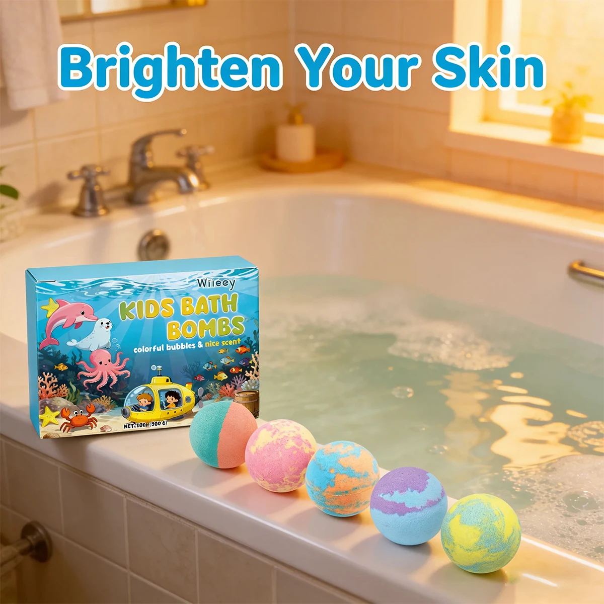 Kids Colorful Bath Bombs, Bath Color Fizzy Spa Balls Gift Set for Kids Bathtub Fun Relaxing Holiday Gift Toys for Kids Toddlers thumbnail 5