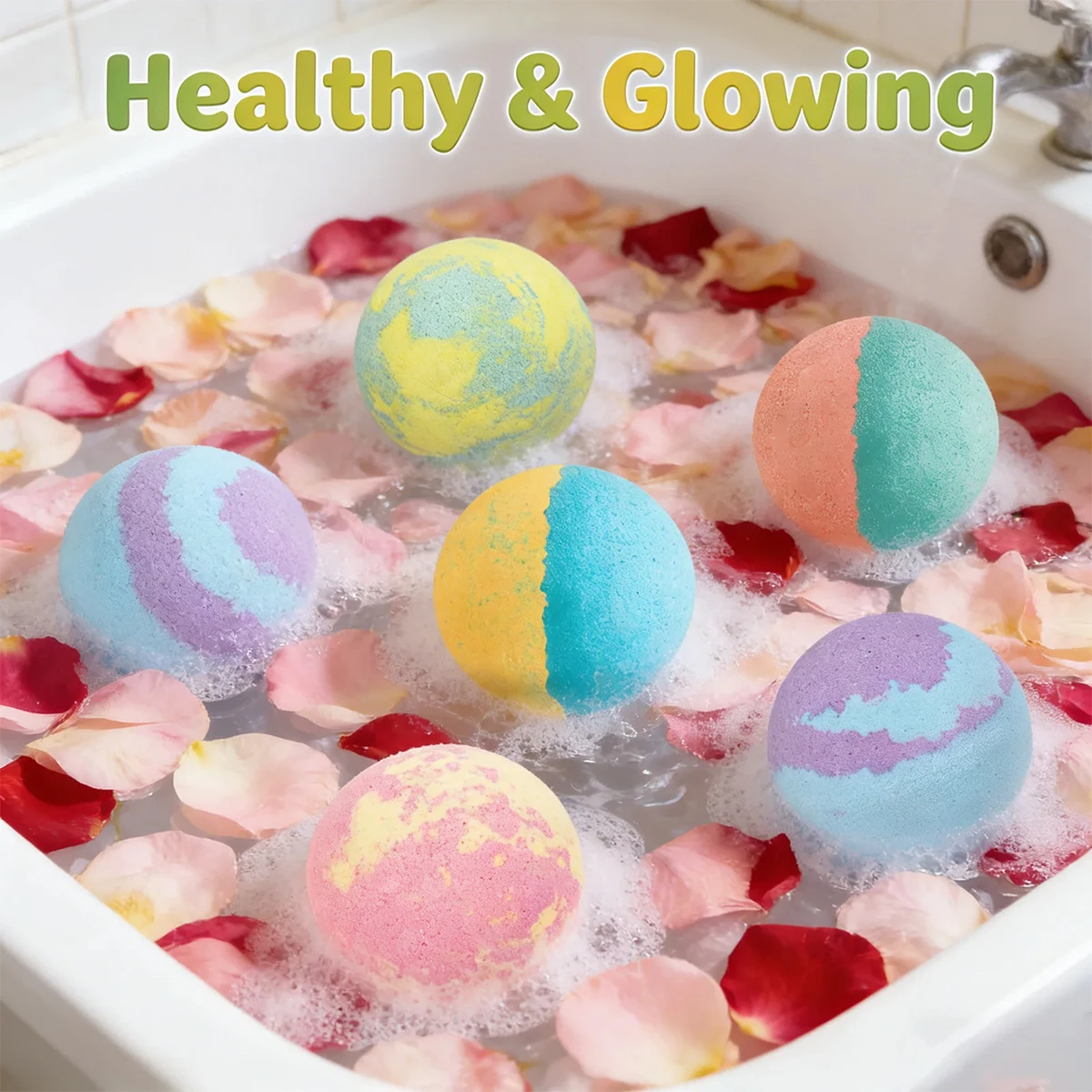 Kids Colorful Bath Bombs, Bath Color Fizzy Spa Balls Gift Set for Kids Bathtub Fun Relaxing Holiday Gift Toys for Kids Toddlers thumbnail 6