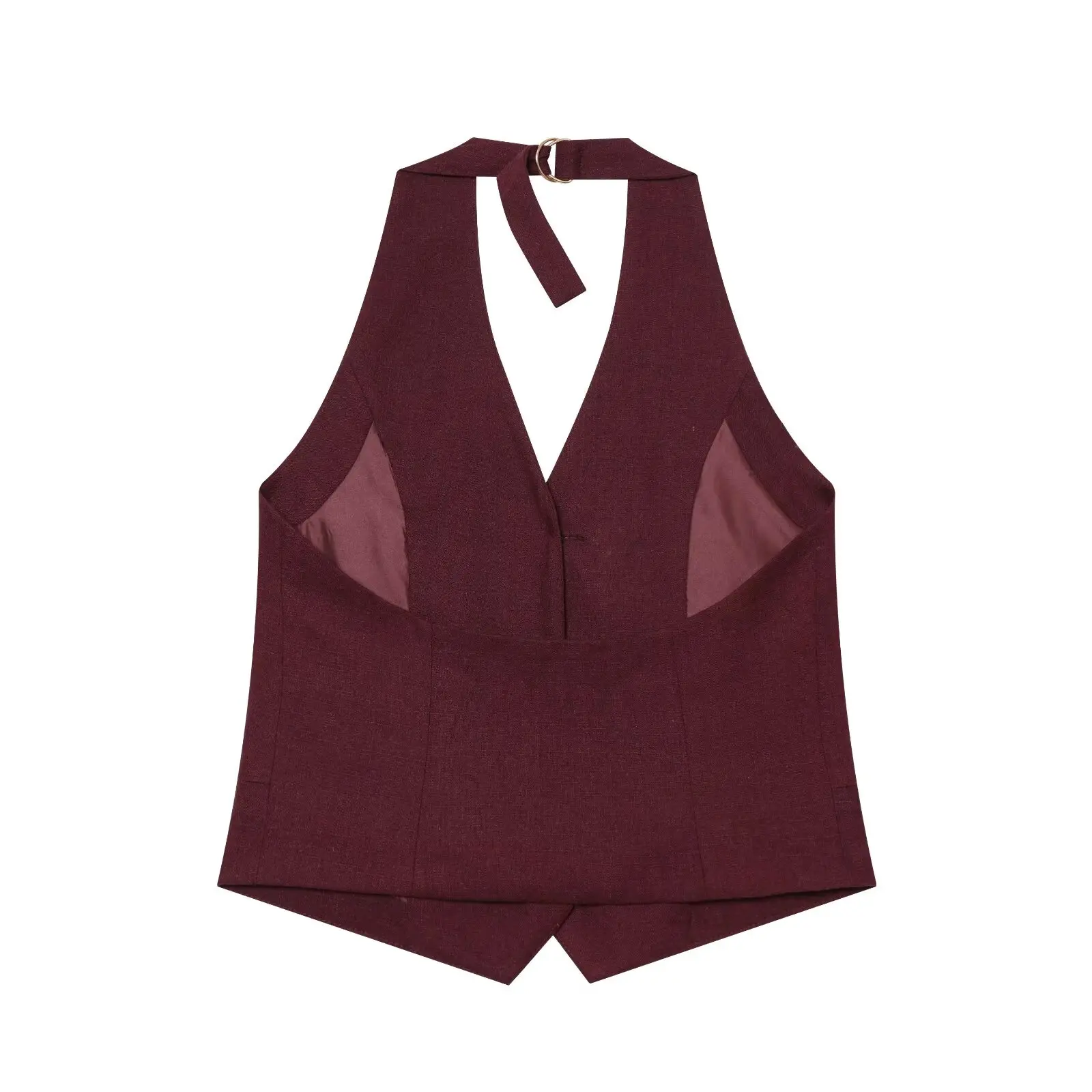 KONDALA Women Leisure Shorts Set Summer Elegant Commute Buttons Halter Vest, Shorts 2026 Trendy Female Simple Casual Shorts Set thumbnail 2