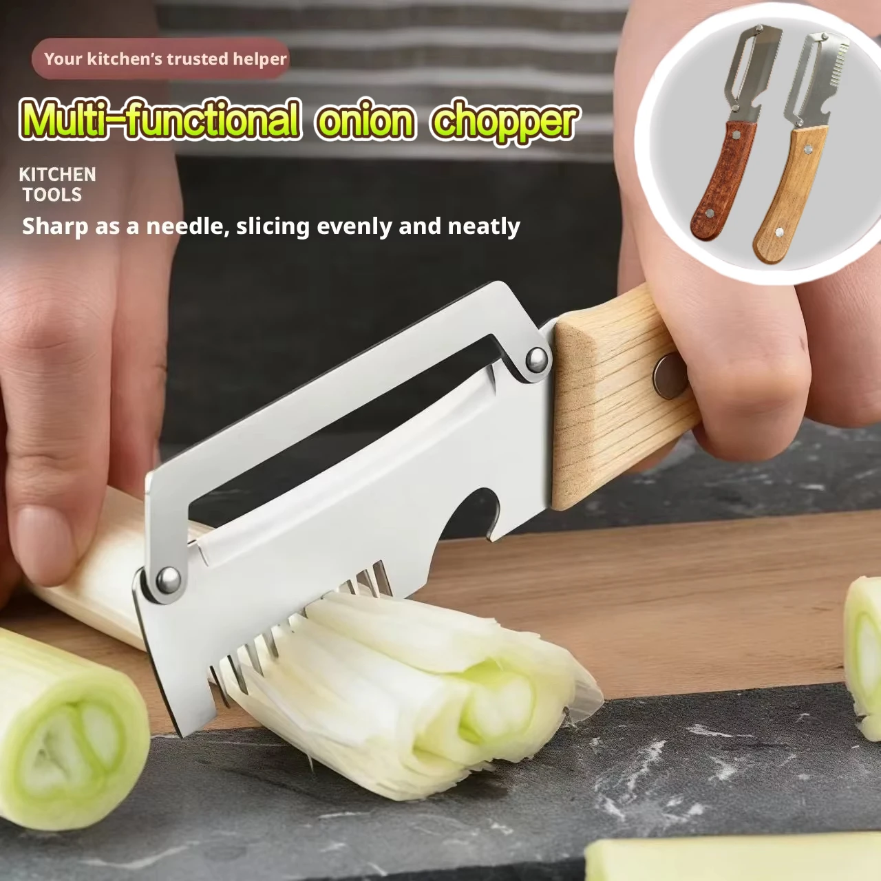 Stainless Steel Peeler Natural Wooden Handle Smooth Durable Multi Purpose Kitchen Gadget For Fruit Vegetable Peeling And Slicing
